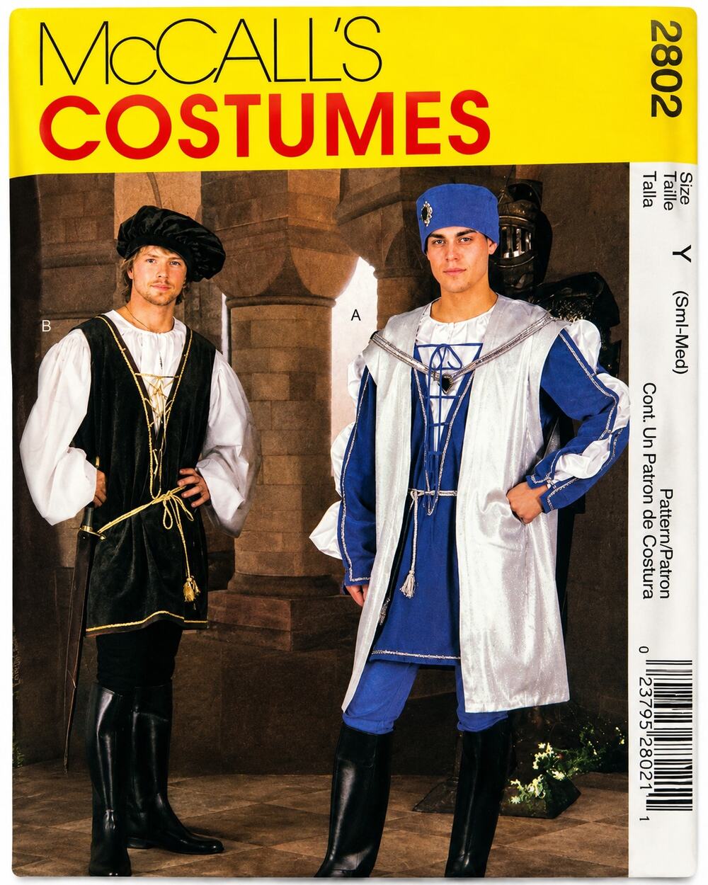 McCall's Sewing Pattern 2802 Costume Mens Renaissance Size S-M Uncut